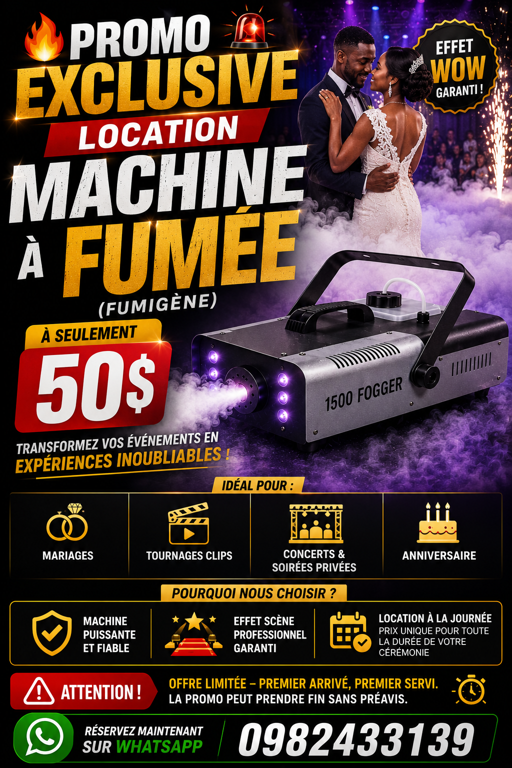 ⛔PROMO FLASH – Location Machine à Fumée(fumigène) 