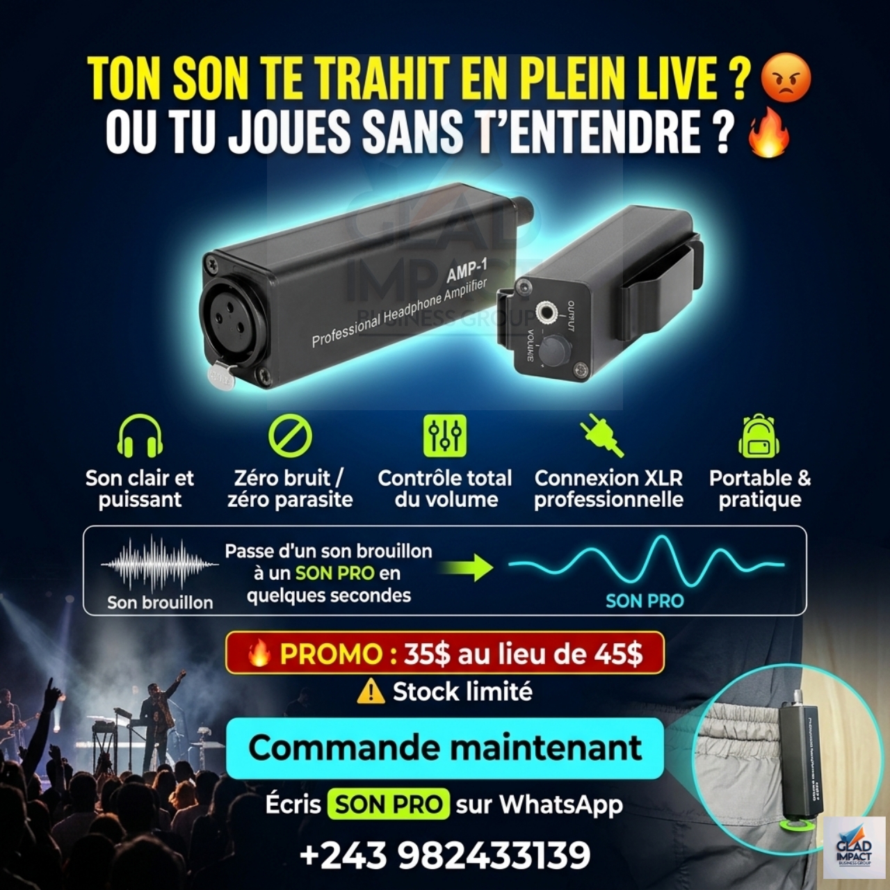Récepteur (amplificateur) AMP-1 pour casque retour